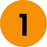 Black number 1 centered on an orange circle with a gray outline.
