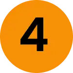 A bold black number 4 centered on an orange circle with a gray outline.